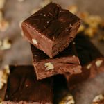 chocolate nut fudge with walnuts embedded in it