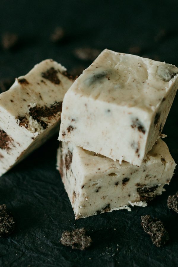 cookies and cream flavor with visible cookie pieces in it