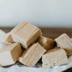 pile of maple fudge on a sheet