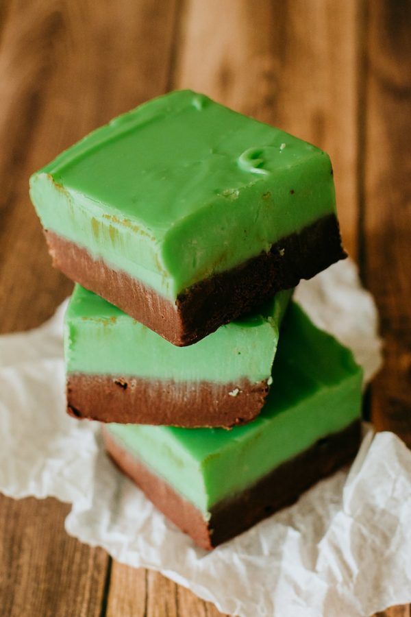 stack of mint chocolate fudge