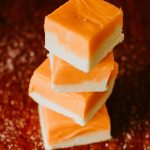 stack of orance and cream fudge, creamsicle