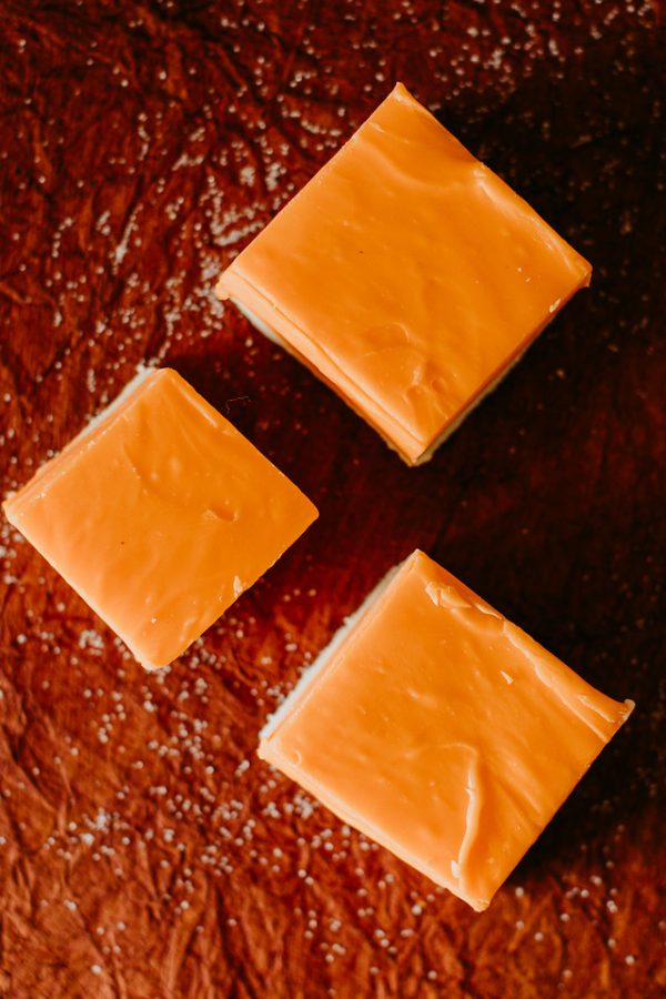 slices of orance and cream fudge, creamsicle