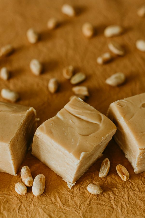 a row of peanut butter fudge squares