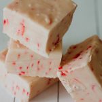 stack of peppermint candy cane fudge