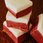 stack of red velvet fudge squares