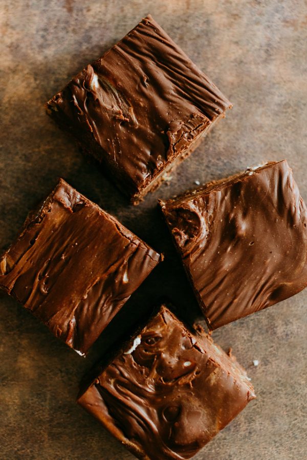 squares of rocky road fudge